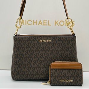 Michael Kors Trisha Medium Triple Compartment Xbody Bag & ZA Card Case W…